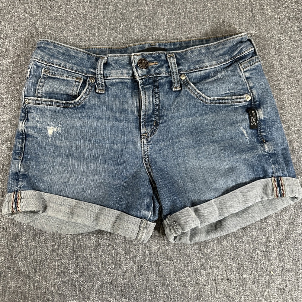 Silver Jeans Co Womens Denim Shorts Blue Cuffed Low Rise Stretch 29 Y2K